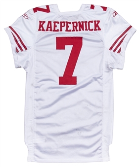 2011 Colin Kaepernick Game Used Rookie San Francisco 49ers White Road Jersey 